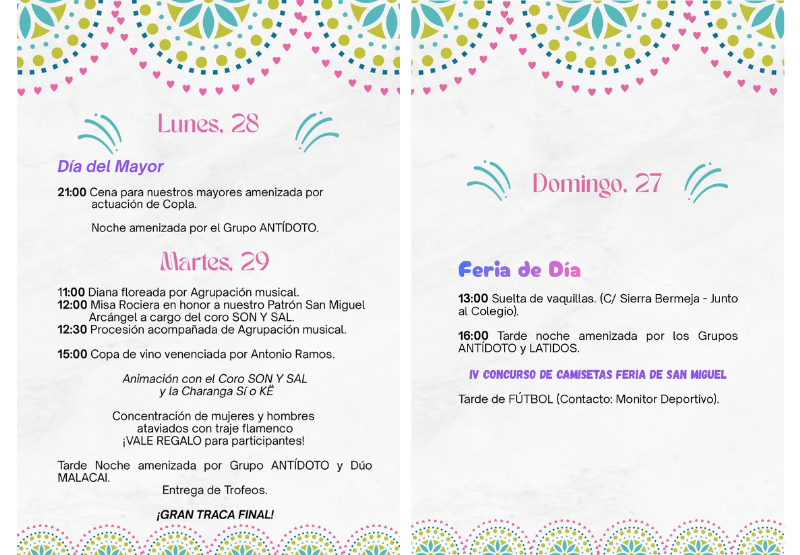 Benarrabá programación Feria y Fiestas de San Miguel 2026