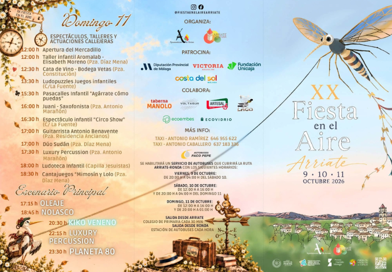 Arriate: XX Fiesta en el Aire 2026 programación completa